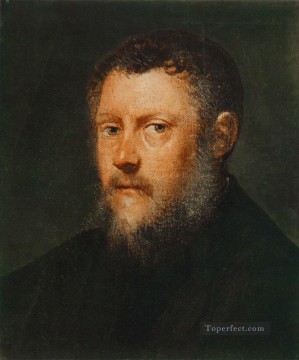  italiano Lienzo - Retrato de un hombre fragmento del Renacimiento italiano Tintoretto